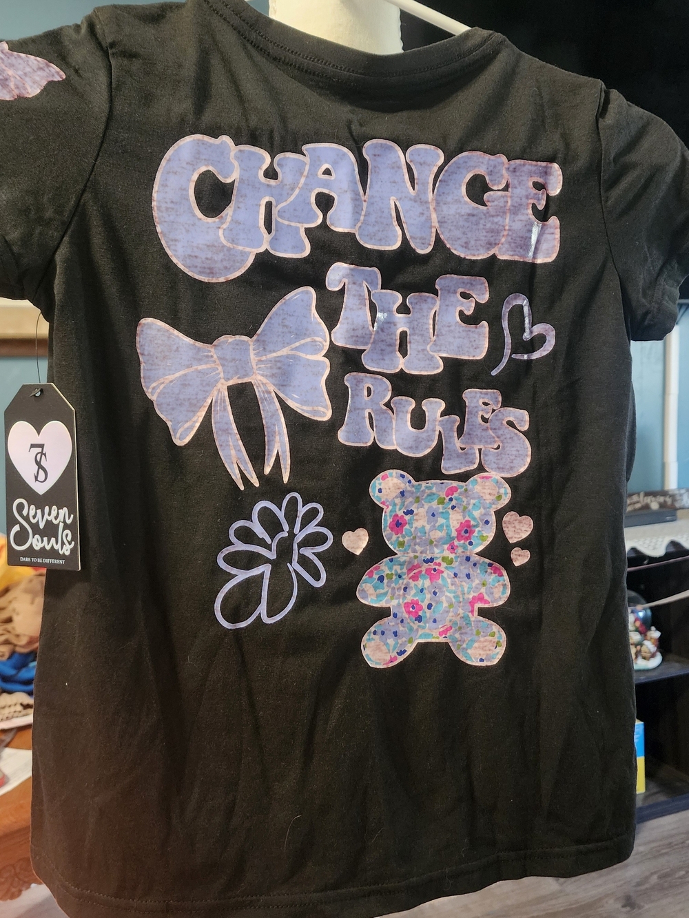 Kids 'Change The Rules' Black Graphic Tee - Purple Accent Sz 8-10 NWT